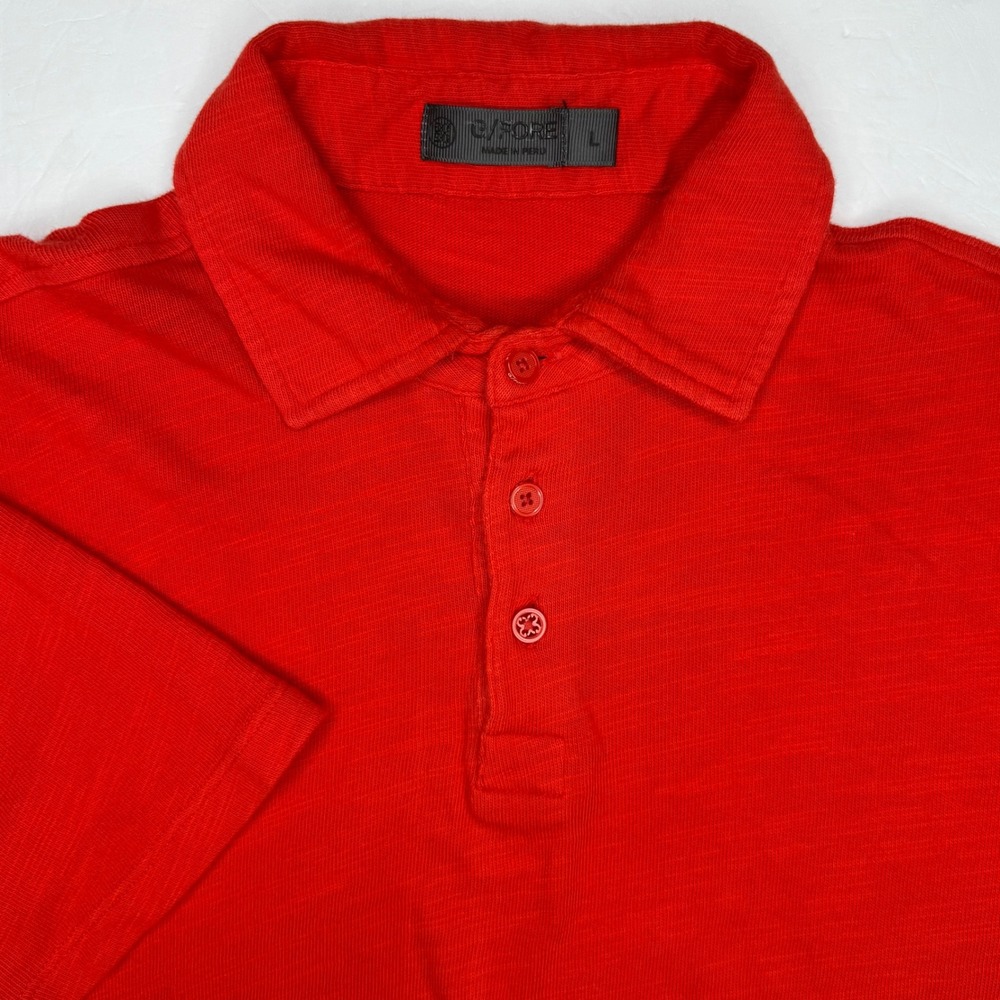 G/FORE Clubhouse Slub Cotton Golf Polo Shirt Mens Large Poppy Red G4MS23K460